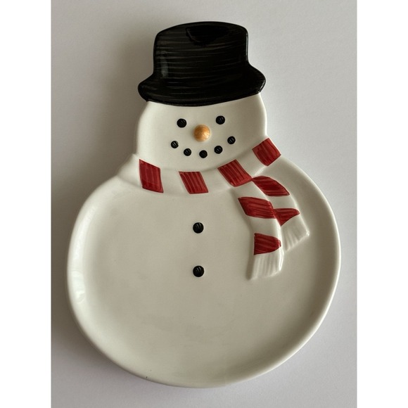 WILLIAM-SONOMA Ceramic Snowman/Snowmaid Appetizer/Dessert Plates - Set‎ of 2 - Picture 5 of 14